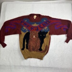 VTG 80's Krizia Maglia The K's Cats Mohair Knit Long Sleeve‎ Sweater Women's 42